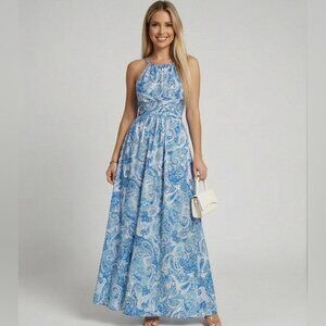 LAST 2 🔥 Paisley Halter Neck Maxi Dress Blue
